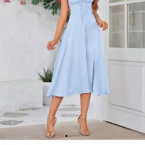Elegant Light Blue Midi Dress